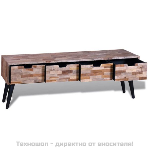 Конзолен ТВ шкаф с 4 чекмеджета от рециклирано тиково дърво
