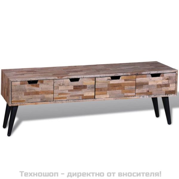 Конзолен ТВ шкаф с 4 чекмеджета от рециклирано тиково дърво