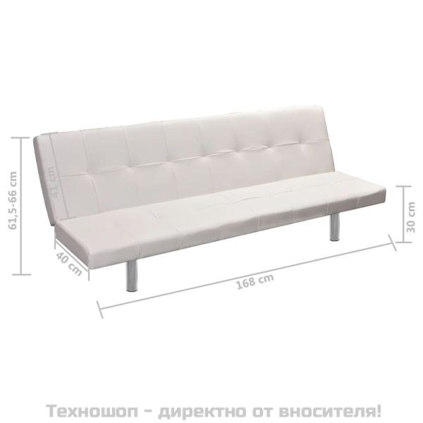 Разтегателен диван с две възглавници, изкуствена кожа, кремав