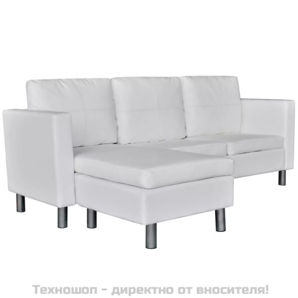 Секционен диван 3-местен изкуствена кожа бял