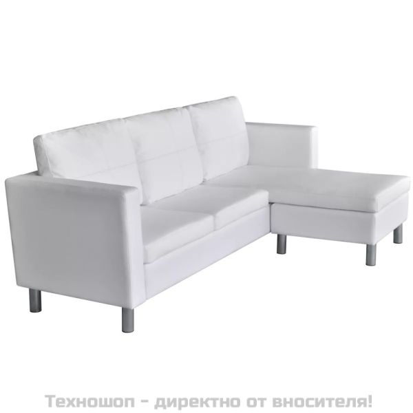 Секционен диван 3-местен изкуствена кожа бял