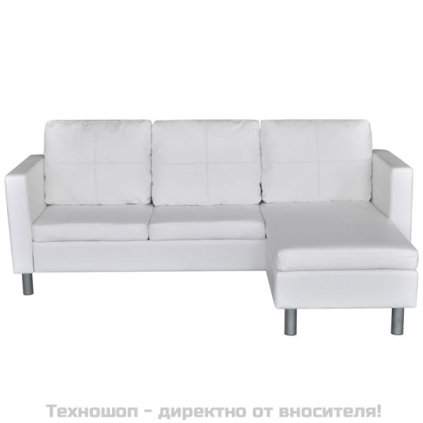 Секционен диван 3-местен изкуствена кожа бял
