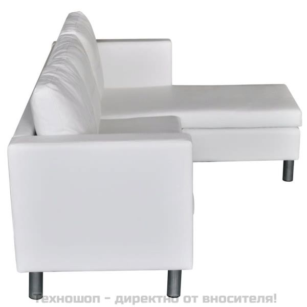 Секционен диван 3-местен изкуствена кожа бял