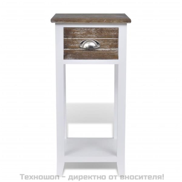 Нощно шкафче с 1 чекмедже, кафяво и бяло