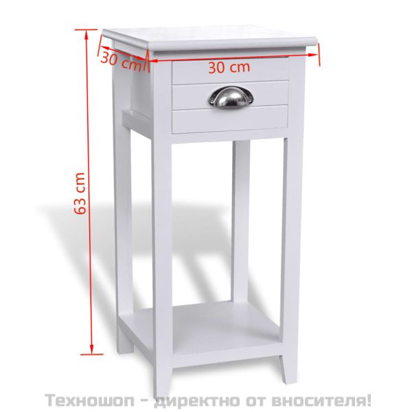 Нощно шкафче с 1 чекмедже, бяло