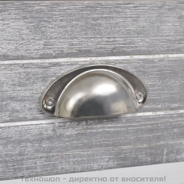 Нощно шкафче с 2 чекмеджета, 2 бр, сиво и бяло