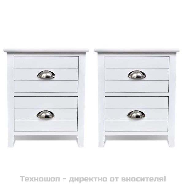 Нощни шкафче с чекмеджета, 2 бр, бели