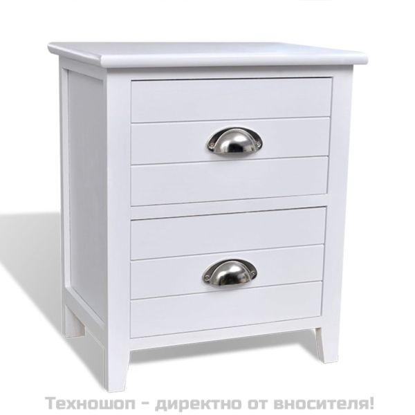 Нощни шкафче с чекмеджета, 2 бр, бели