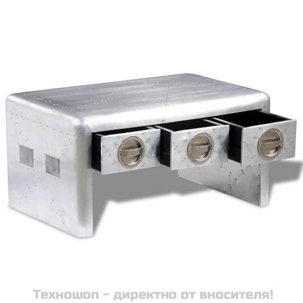 Авиаторна маса за кафе с 3 чекмеджета, стил ретро самолет