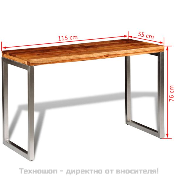 Трапезна маса/бюро, масивно дърво, стоманени крака