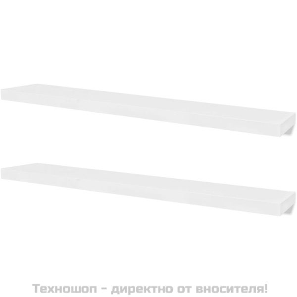 2 бели МДФ плаващи стенни рафтове за съхранение на книги/DVD