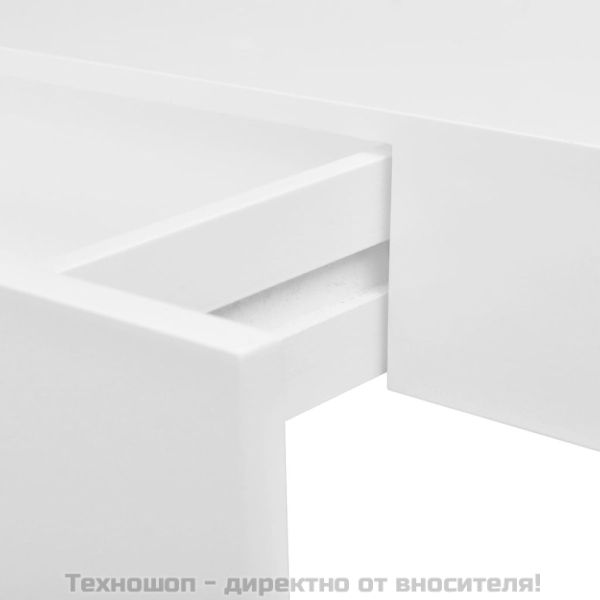 Бял МДФ плаващ стенен рафт с 1 чекмедже за съхранение на книги/DVD