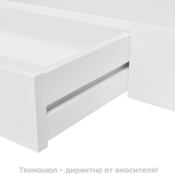 Бял МДФ плаващ стенен рафт с 1 чекмедже за съхранение на книги/DVD