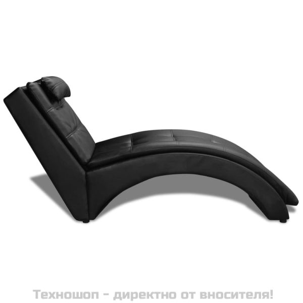 Кушетка с възглавница, черна, изкуствена кожа