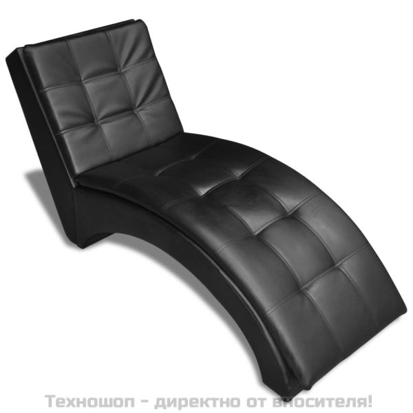 Кушетка с възглавница, черна, изкуствена кожа