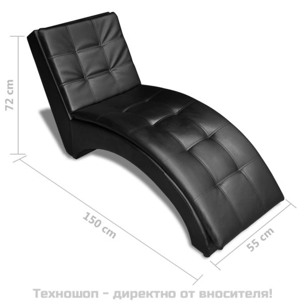 Кушетка с възглавница, черна, изкуствена кожа