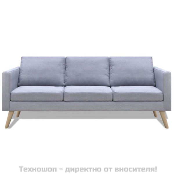 Триместен диван, тапицерия от плат, светлосив