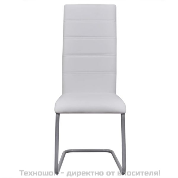 Конзолни трапезни столове, 2 бр, бели, изкуствена кожа