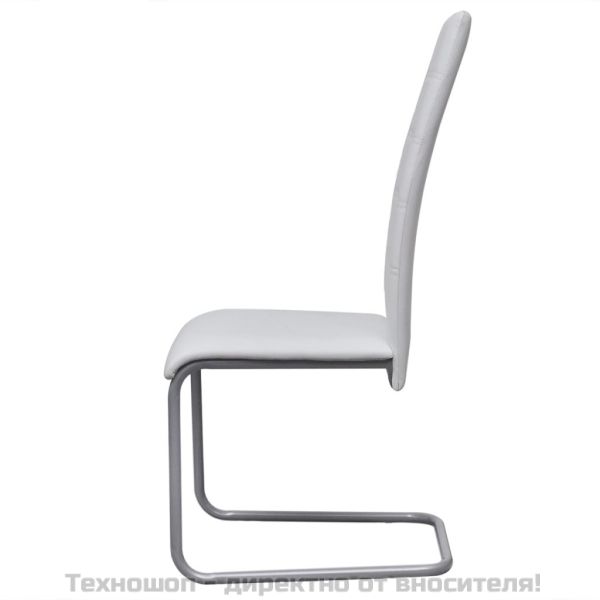 Конзолни трапезни столове, 2 бр, бели, изкуствена кожа