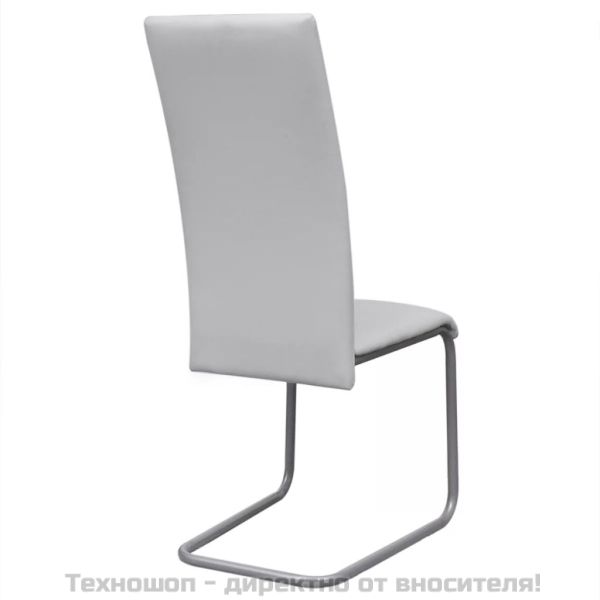 Конзолни трапезни столове, 2 бр, бели, изкуствена кожа