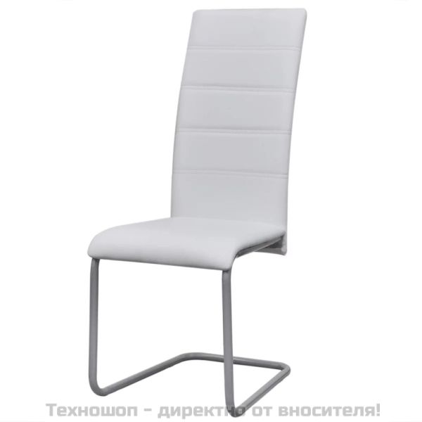 Конзолни трапезни столове, 4 бр, бели, изкуствена кожа