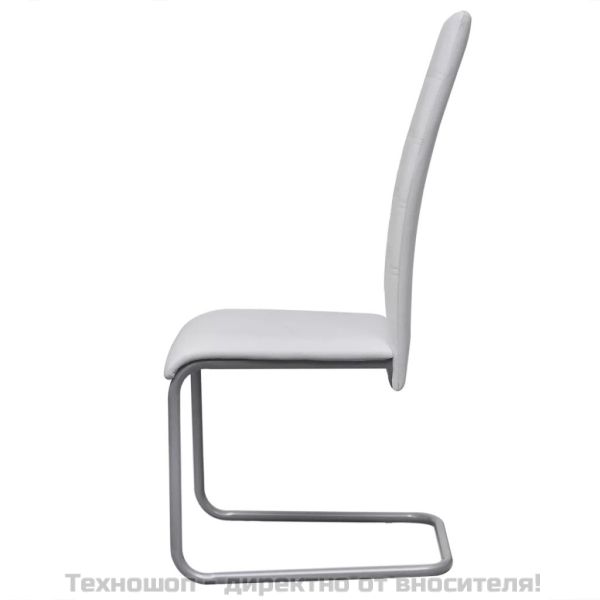 Конзолни трапезни столове, 4 бр, бели, изкуствена кожа