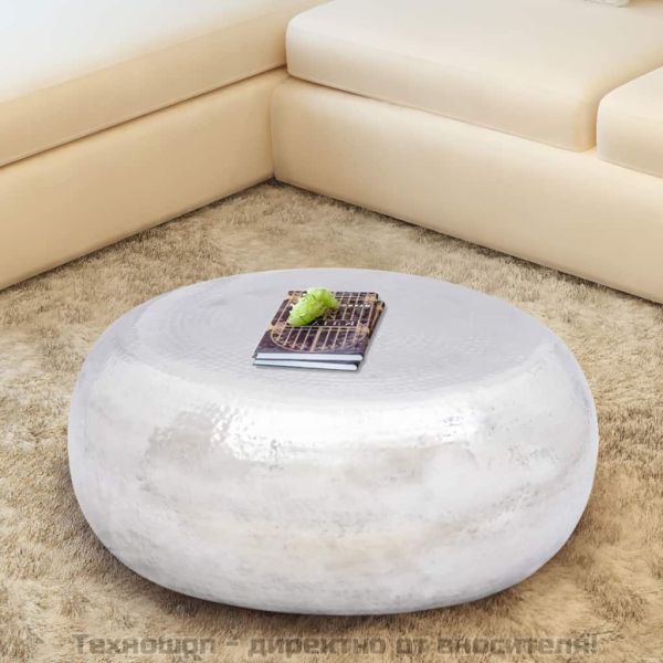 Кована алуминиева маса за кафе, сребриста