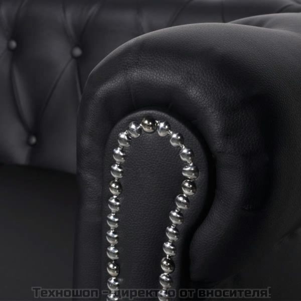 Честърфийлд 3-местен диван изкуствена кожа черен