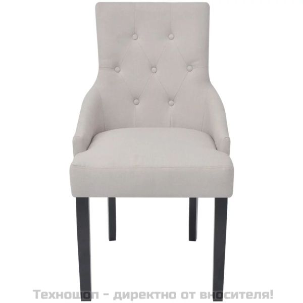 Трапезни столове, 2 бр, кремаво-сиви, текстил