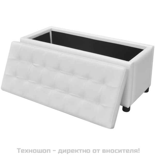 Табуретка-ракла тип отоманка, изкуствена кожа, бяла