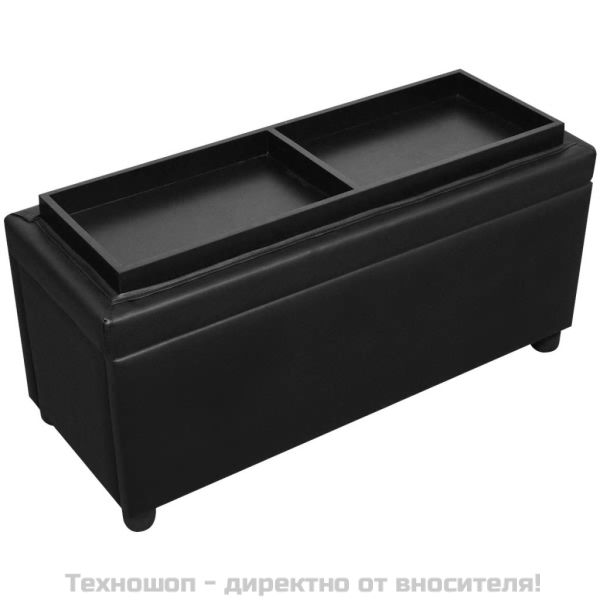 Табуретка-ракла тип отоманка, изкуствена кожа, черна