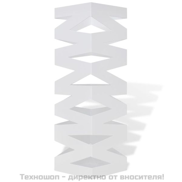 Квадратна стоманена стойка за чадъри, бастуни, 48,5 см, бяла