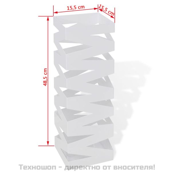 Квадратна стоманена стойка за чадъри, бастуни, 48,5 см, бяла