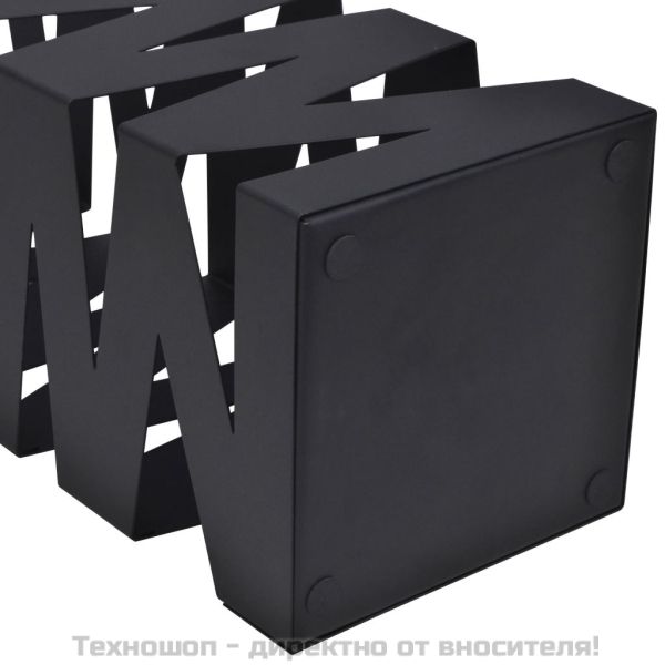 Квадратна стойка за бастуни и чадъри, стомана, черна, 48.5 см