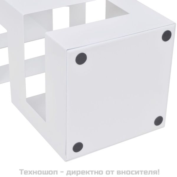 Квадратна стойка за чадъри и бастуни, бяла, стомана, 48,5 см