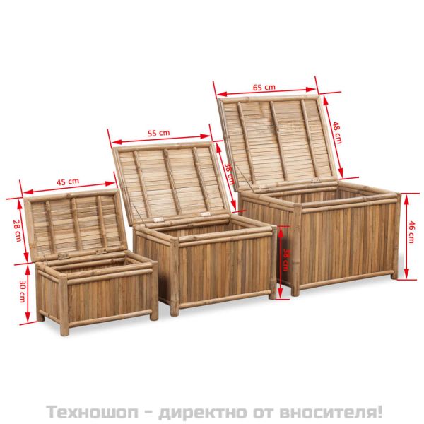 Бамбукови кутии за съхранение, 3 броя