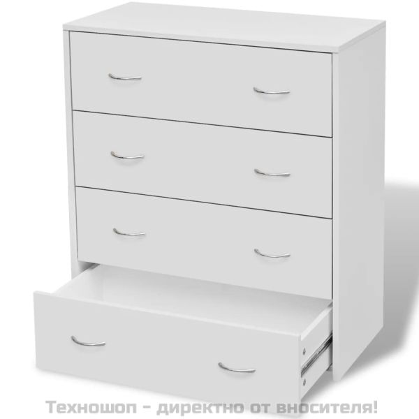 Сайдборд с 4 чекмеджета, 60 x 30,5 x 71 см, бял