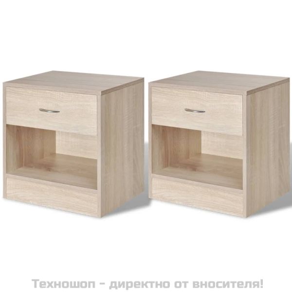 Нощно шкафче с чекмедже, 2 бр, цвят дъб