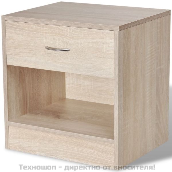 Нощно шкафче с чекмедже, 2 бр, цвят дъб