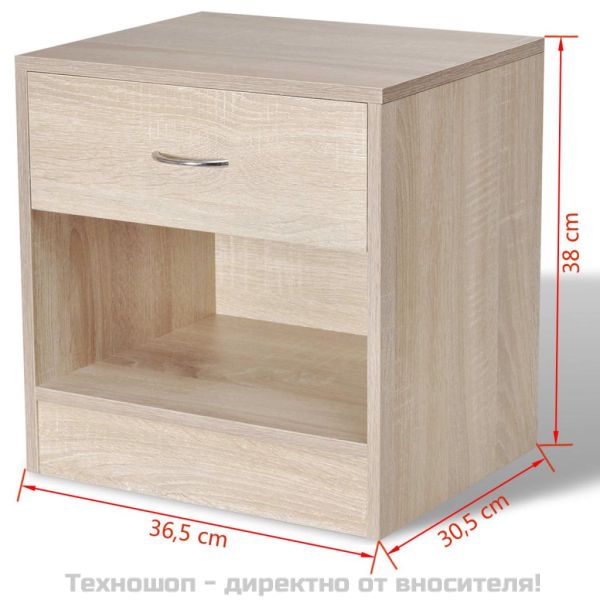 Нощно шкафче с чекмедже, 2 бр, цвят дъб