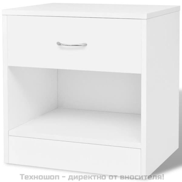 Нощни шкафче с чекмедже, 2 бр, бяло