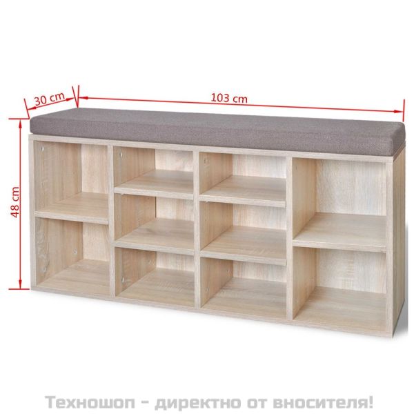 Пейка за съхранение на обувки с 10 отделения, цвят дъб