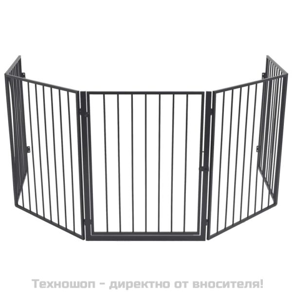 стоманен параван за камина, черен