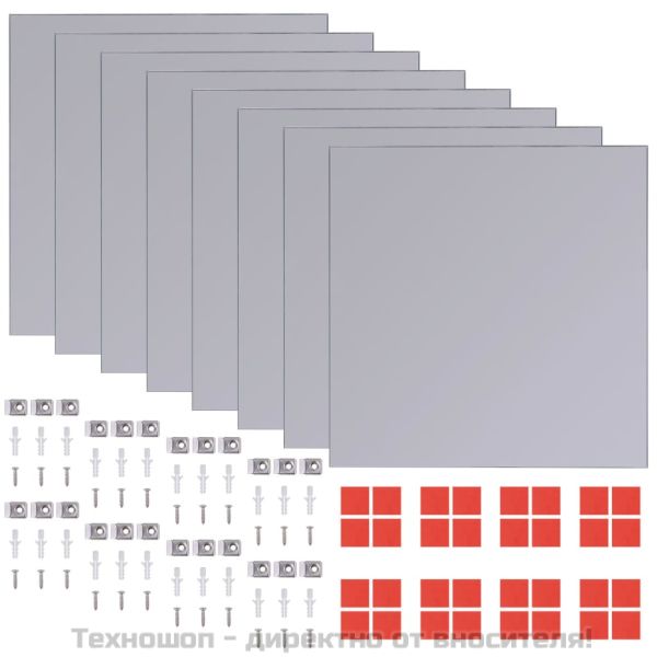 Огледални плочки без рамки, стъкло, 8 бр, 20,5 см