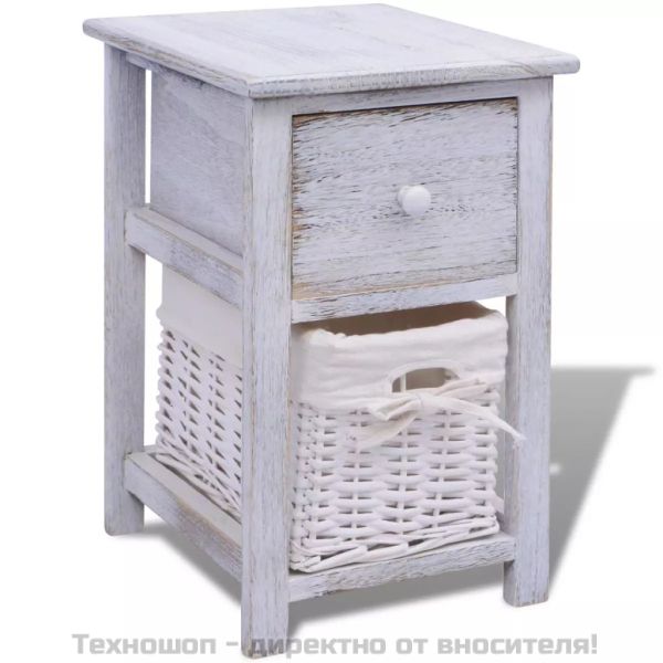 Нощно шкафче, дърво, бяло