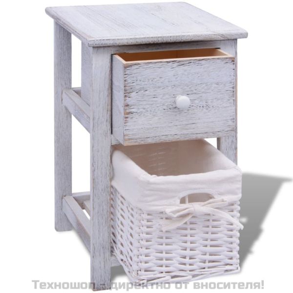 Нощно шкафче, дърво, бяло