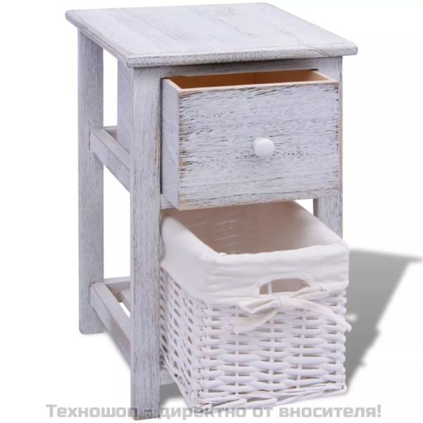 Нощни шкафчета, 2 броя, дърво, бяло