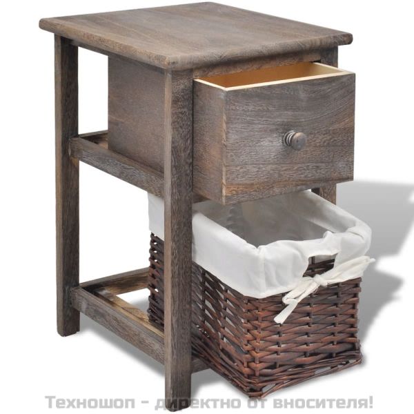 Нощни шкафчета, 2 бр, дърво, кафяви