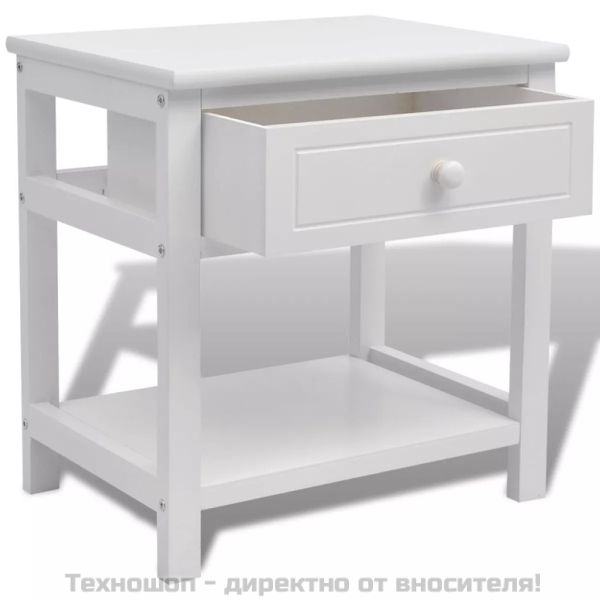Нощно шкафче, дърво, бяло