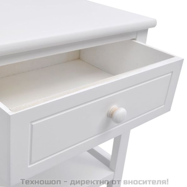 Нощно шкафче, дърво, бяло